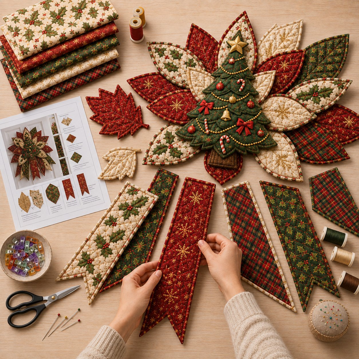 🎉🎄 Festive Quilted Christmas Door Hanging DIY Sewing Kit