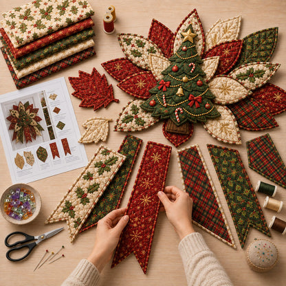 🎉🎄 Festive Quilted Christmas Door Hanging DIY Sewing Kit