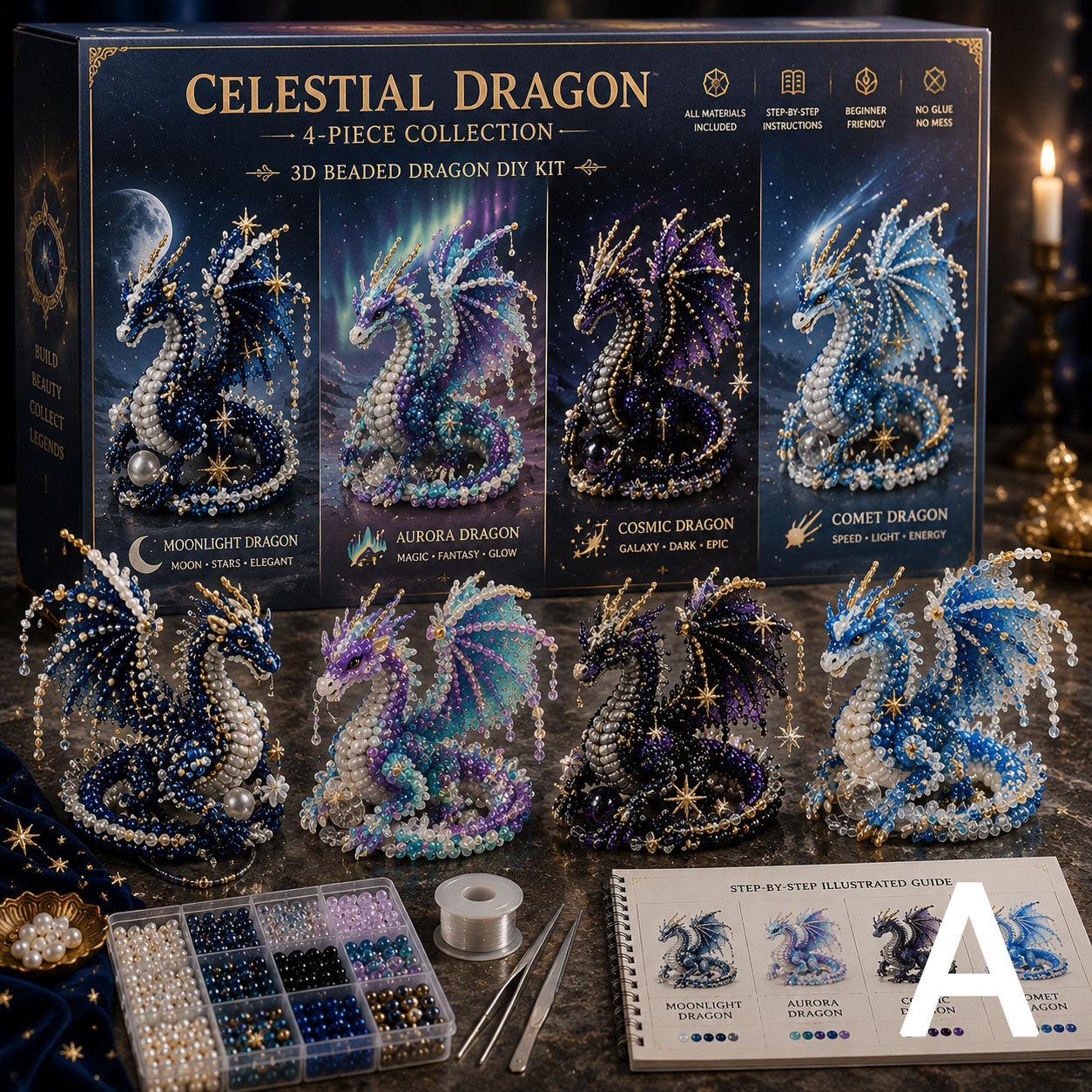 Legendary Guardians 4-Piece 3D Beaded DIY Kit Collection