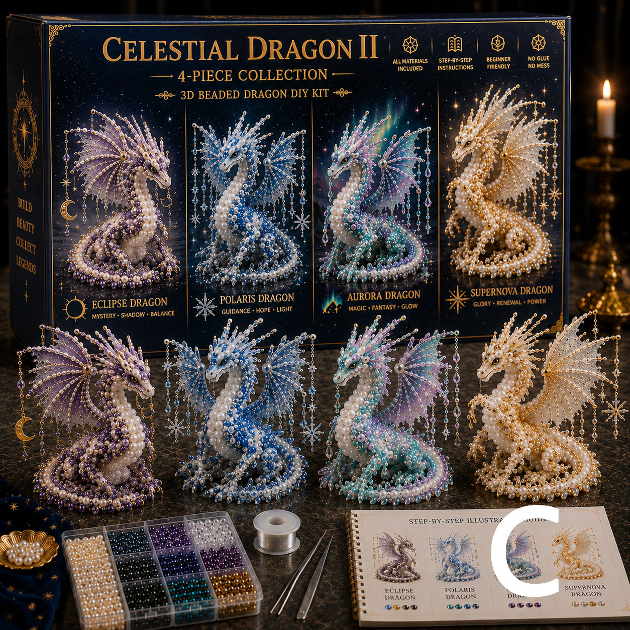 Legendary Guardians 4-Piece 3D Beaded DIY Kit Collection