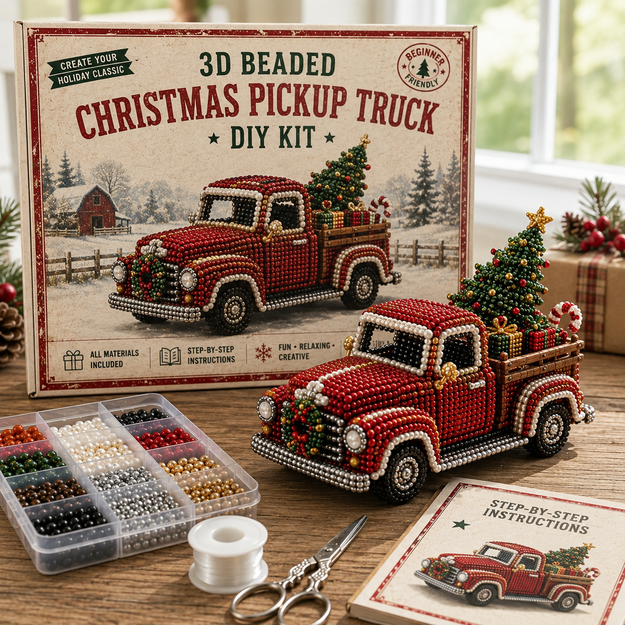 Vintage Pickup Truck 3D Beaded DIY Craft Kit Series