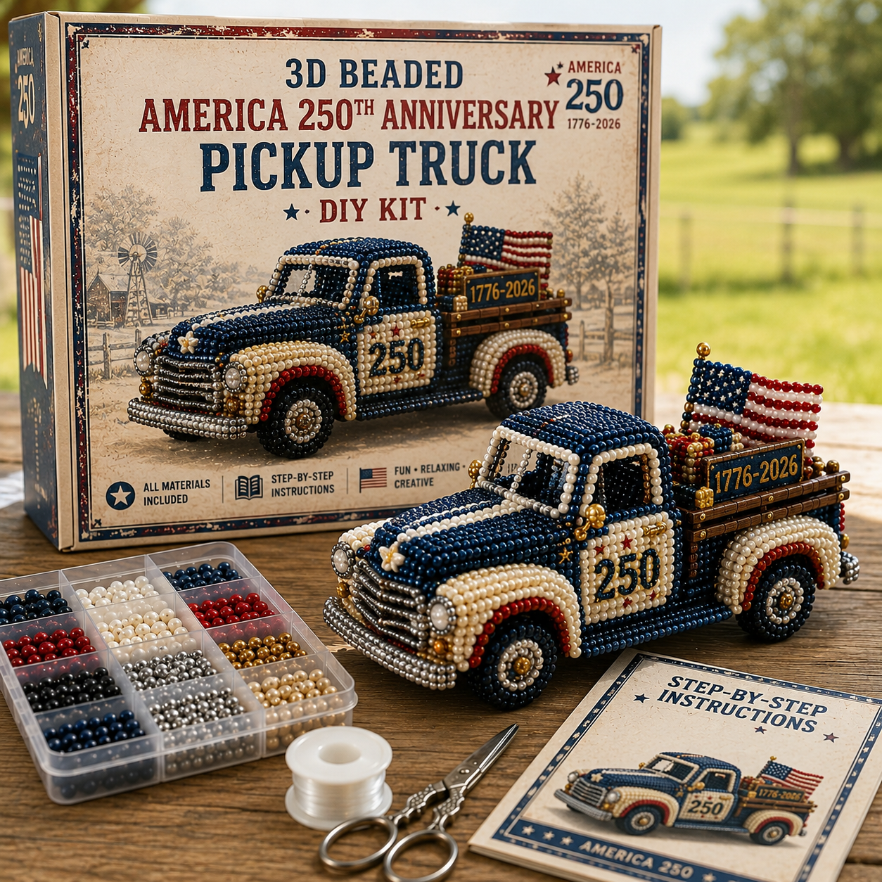 Vintage Pickup Truck 3D Beaded DIY Craft Kit Series