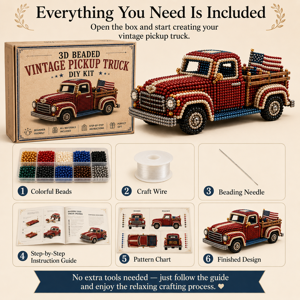 Vintage Pickup Truck 3D Beaded DIY Craft Kit Series