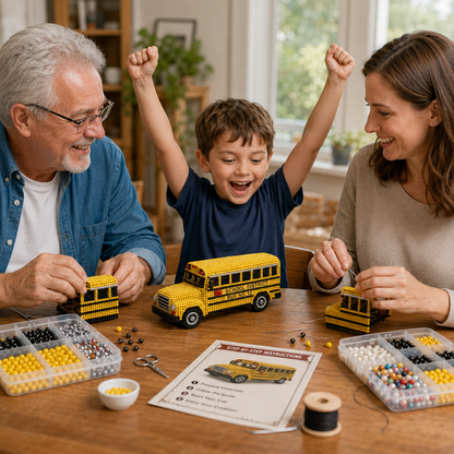 Vintage School Bus 3D Beaded DIY Collector Kit