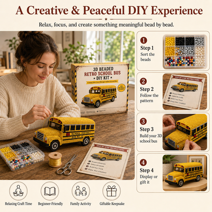 Vintage School Bus 3D Beaded DIY Collector Kit