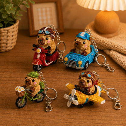 Capybara Ride Beaded Keychain DIY Kit