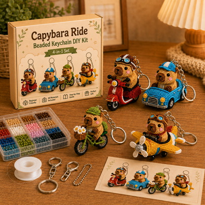 Capybara Ride Beaded Keychain DIY Kit