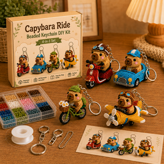 Capybara Ride Beaded Keychain DIY Kit