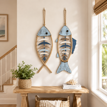 🐟✨Lighted Coastal Rope Fish Wall Hanging