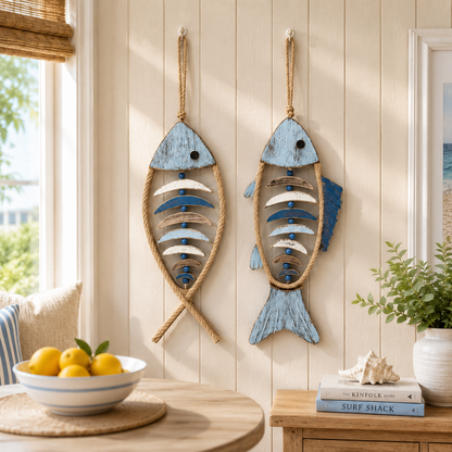 🐟✨Lighted Coastal Rope Fish Wall Hanging
