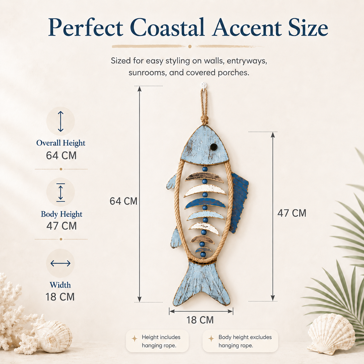 🐟✨Lighted Coastal Rope Fish Wall Hanging
