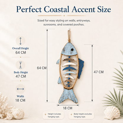 🐟✨Lighted Coastal Rope Fish Wall Hanging