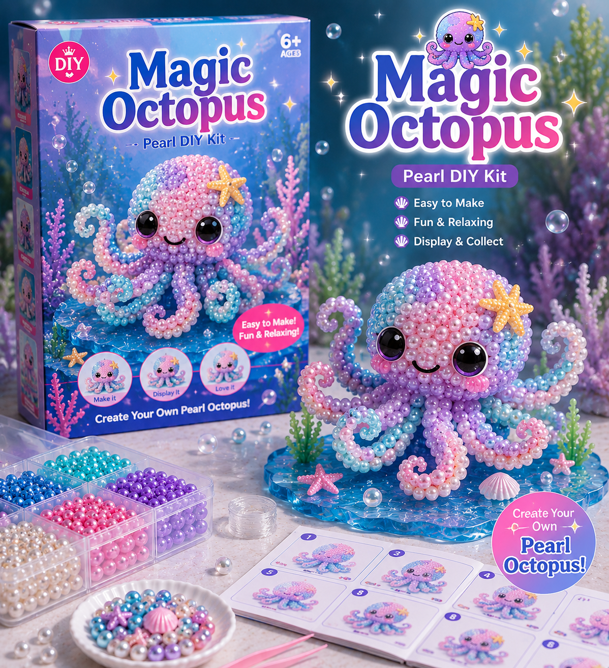 🐚 12 Magical Ocean Friends DIY Kit – Create Your Own Adorable Sea Creatures!