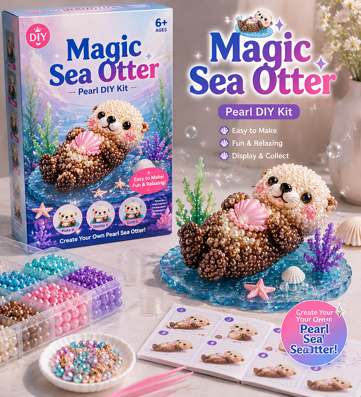 🐚 12 Magical Ocean Friends DIY Kit – Create Your Own Adorable Sea Creatures!