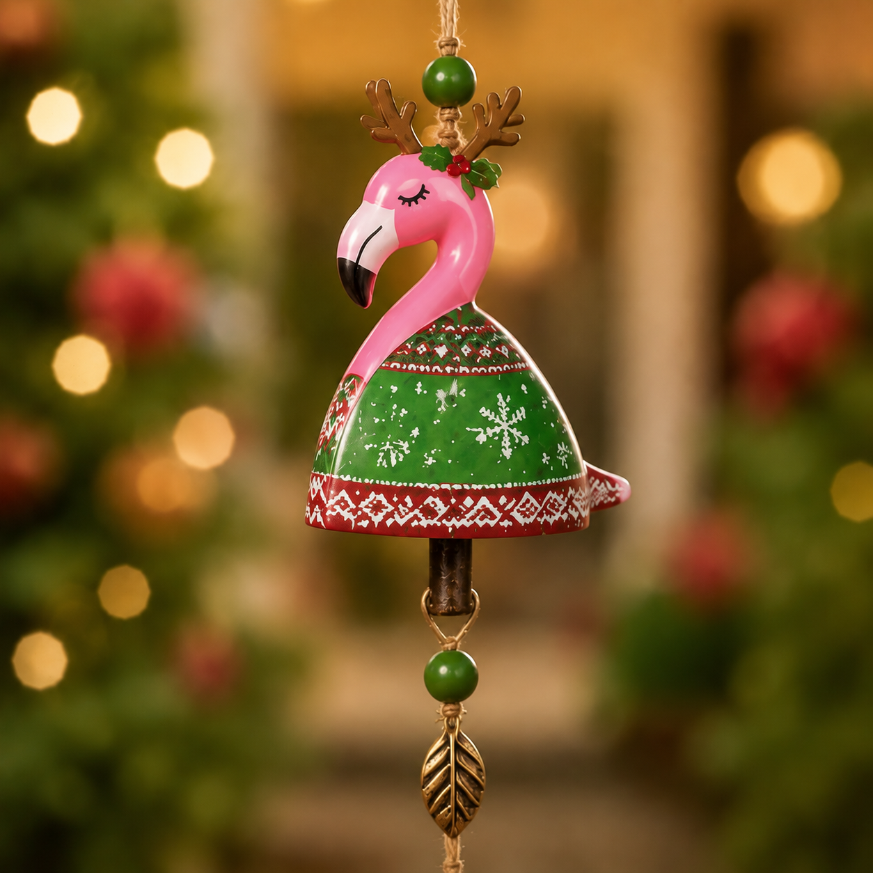 🦩 Christmas Flamingo Bell Ornament 🎄 | 6 Styles Holiday Hanging Pendant | Xmas Tree Decoration Home Party Wind Chime Gift