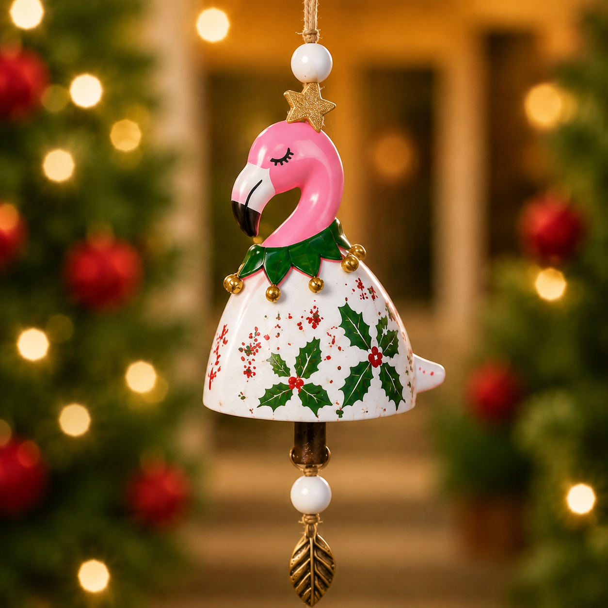 🦩 Christmas Flamingo Bell Ornament 🎄 | 6 Styles Holiday Hanging Pendant | Xmas Tree Decoration Home Party Wind Chime Gift