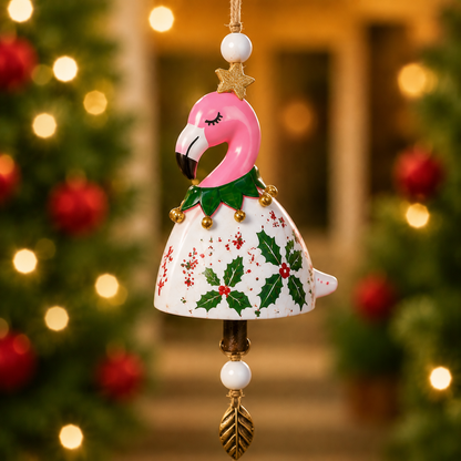 🦩 Christmas Flamingo Bell Ornament 🎄 | 6 Styles Holiday Hanging Pendant | Xmas Tree Decoration Home Party Wind Chime Gift