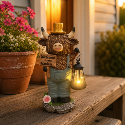 Scottish Highland Bull Garden Welcome Light