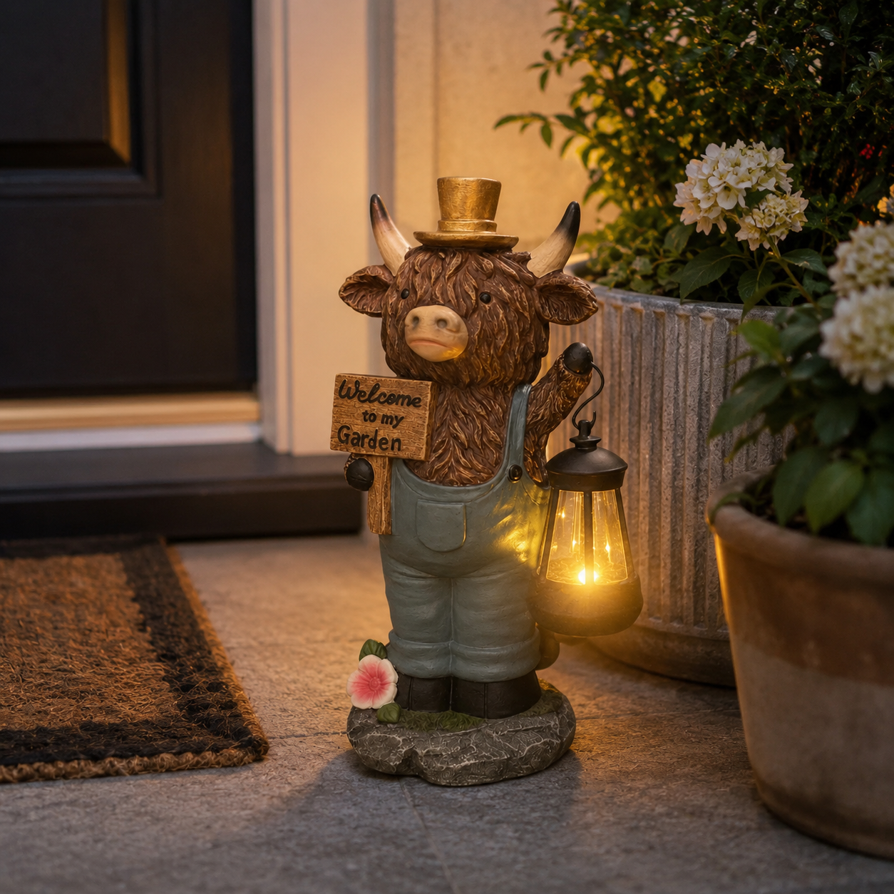 Scottish Highland Bull Garden Welcome Light