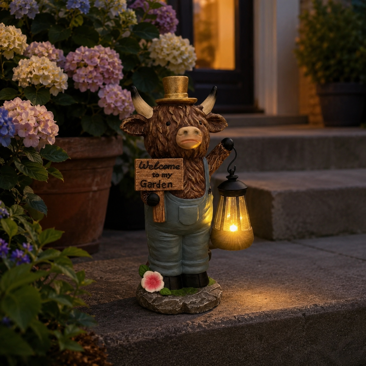 Scottish Highland Bull Garden Welcome Light