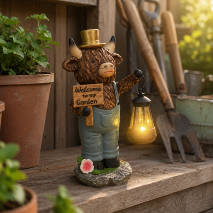 Scottish Highland Bull Garden Welcome Light