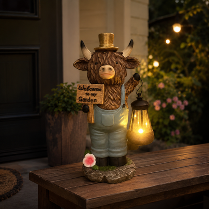 Scottish Highland Bull Garden Welcome Light
