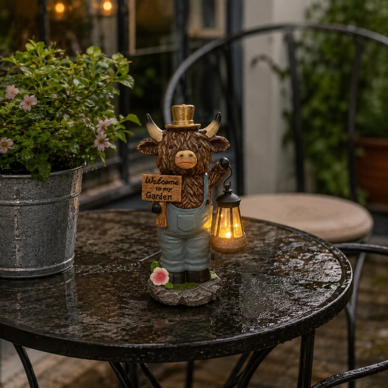 Scottish Highland Bull Garden Welcome Light