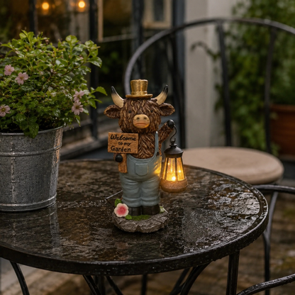 Scottish Highland Bull Garden Welcome Light