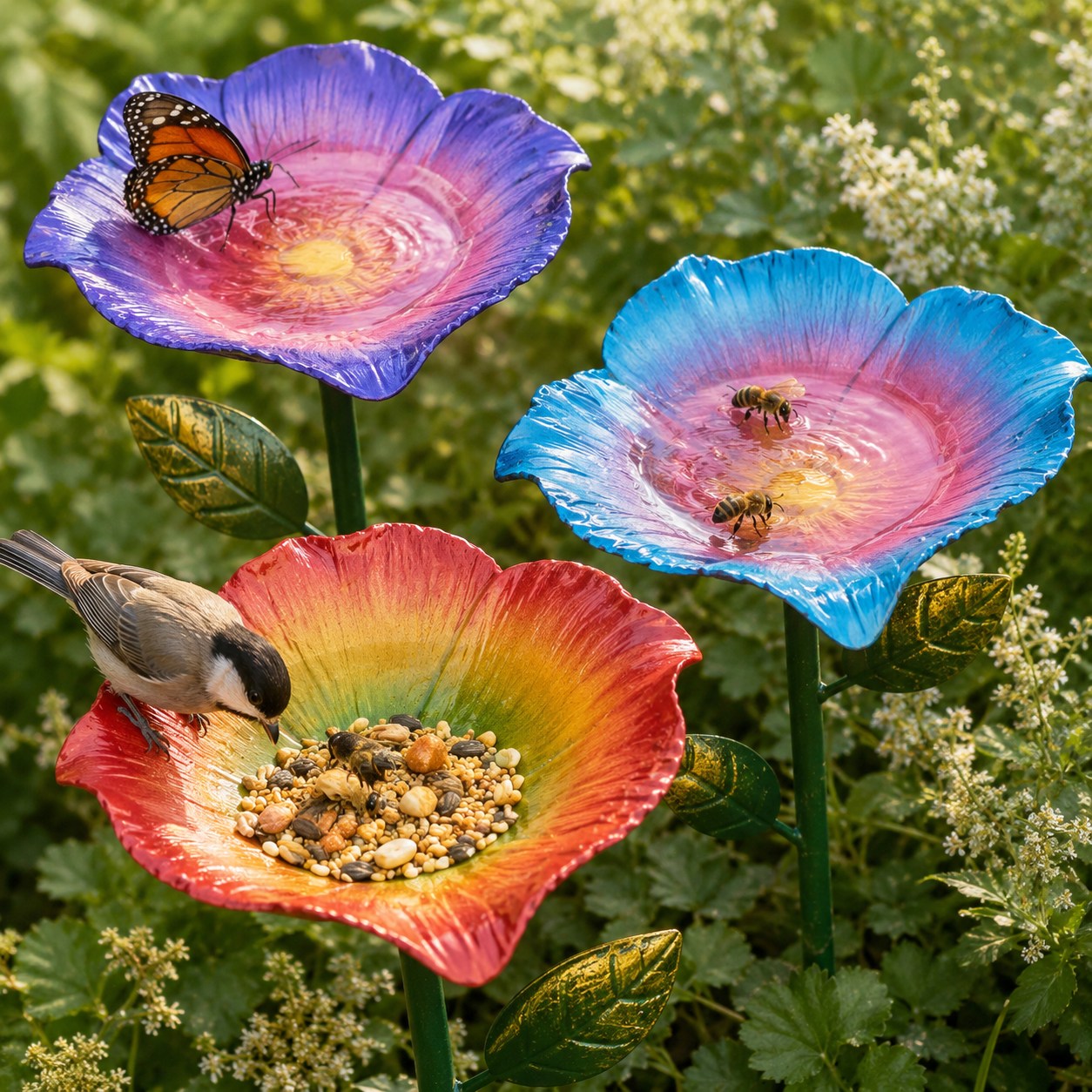 🦜Colorful Floral Bird Feeder Stake | Wildlife Garden Must-Have