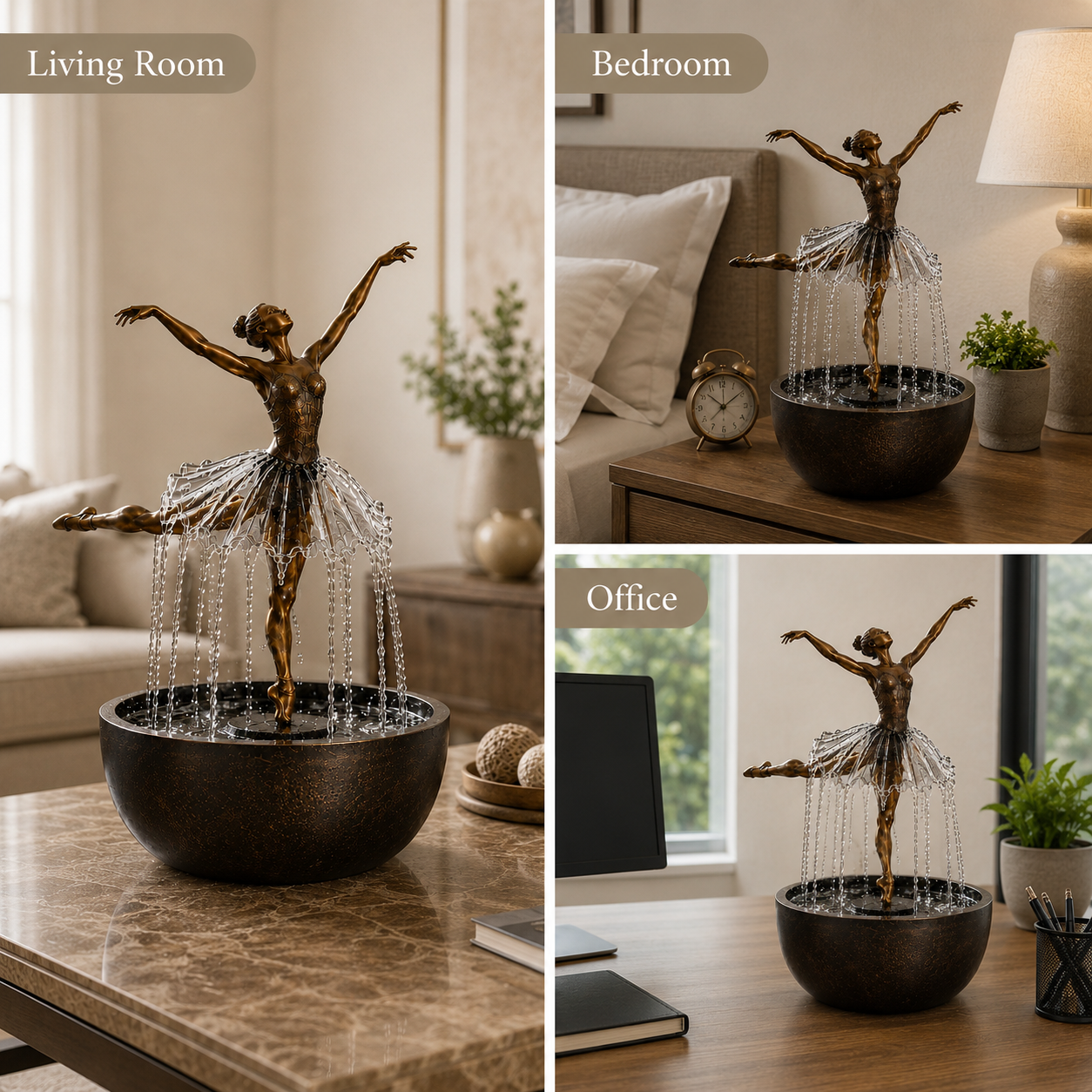 🎁💃 Elegant Ballerina Tabletop Water Fountain for Home & Office Decor💧
