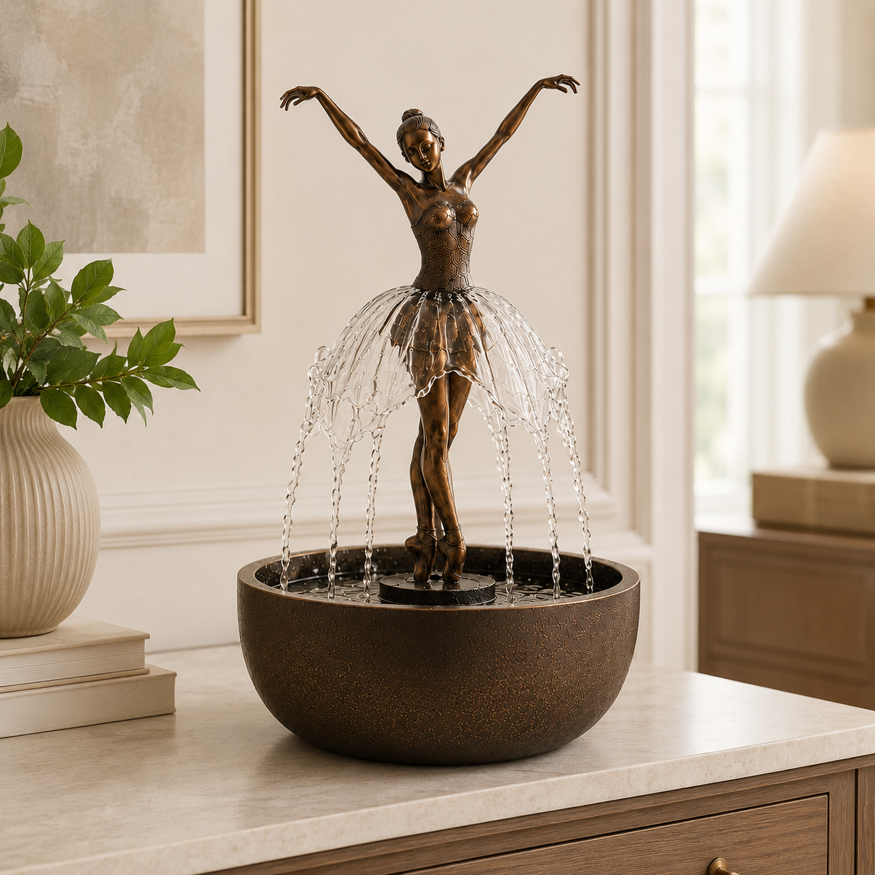 🎁💃 Elegant Ballerina Tabletop Water Fountain for Home & Office Decor💧