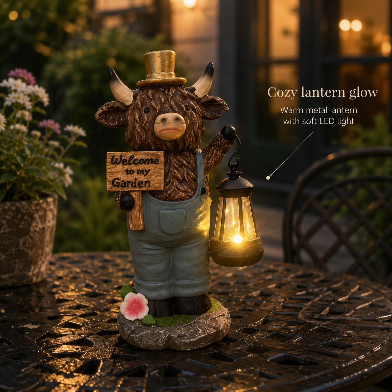 Scottish Highland Bull Garden Welcome Light