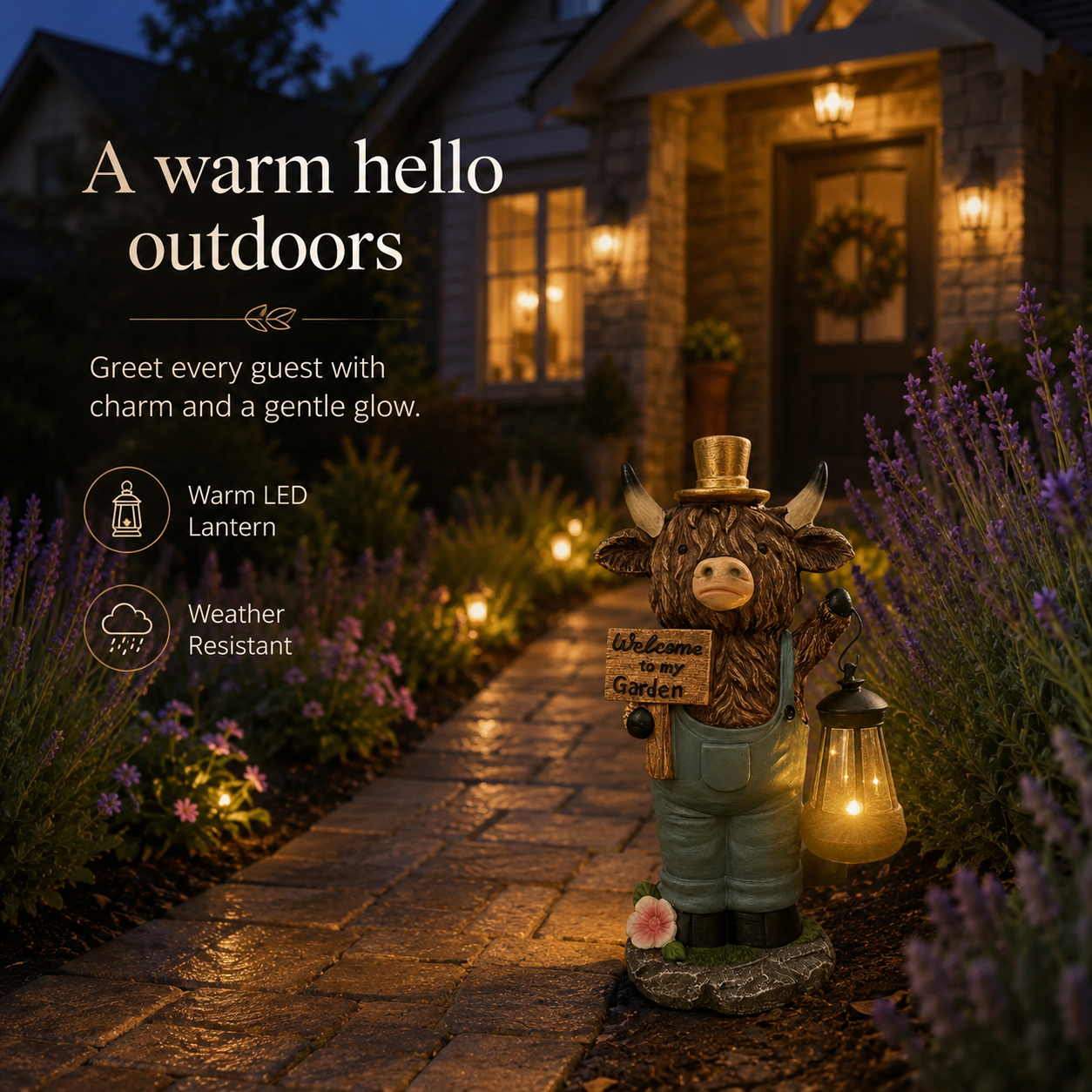 Scottish Highland Bull Garden Welcome Light