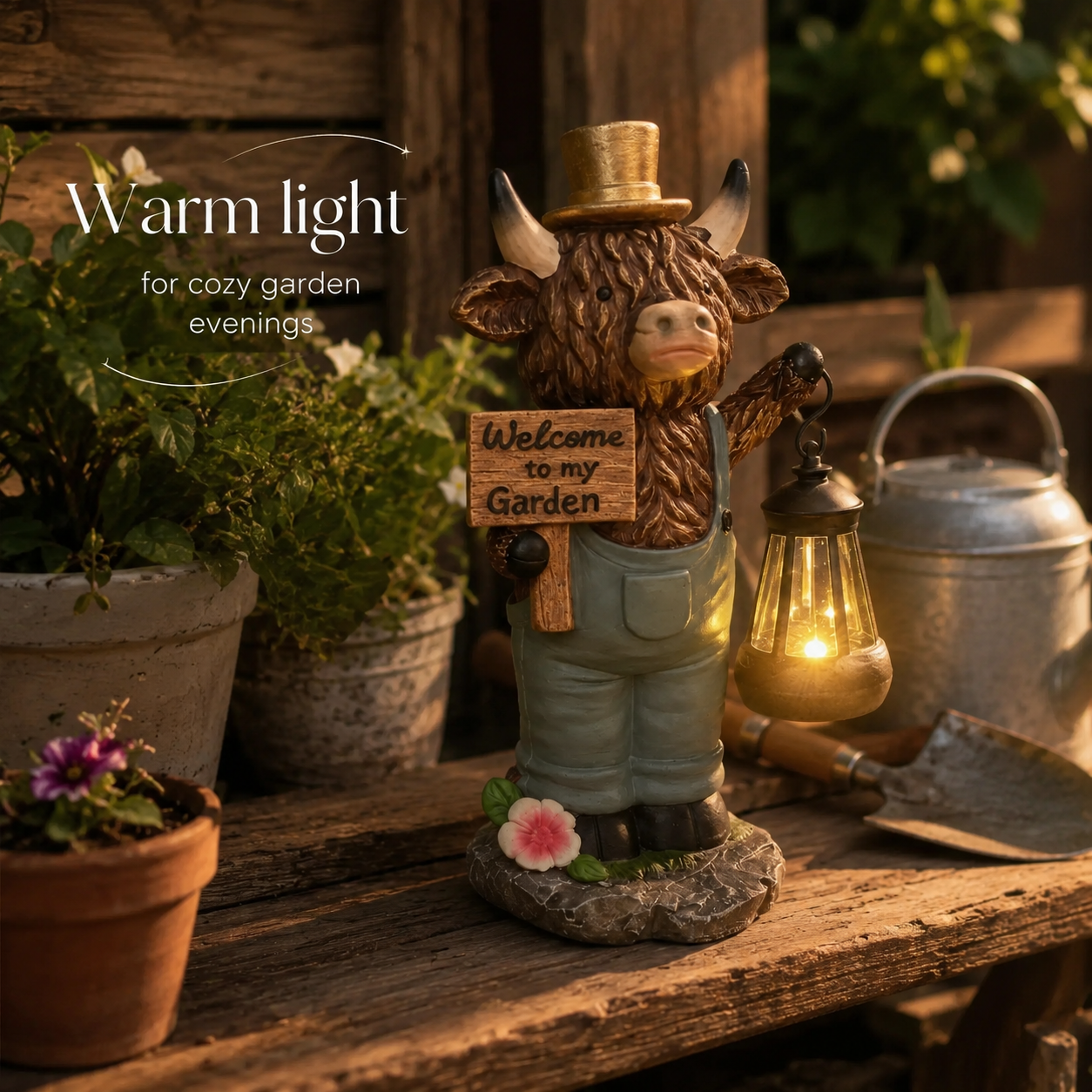 Scottish Highland Bull Garden Welcome Light