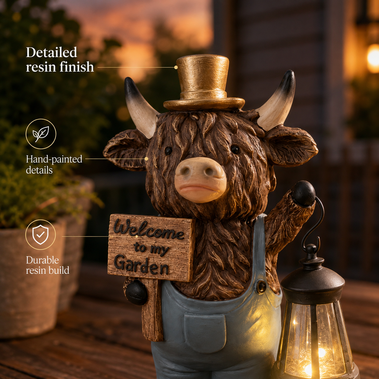 Scottish Highland Bull Garden Welcome Light