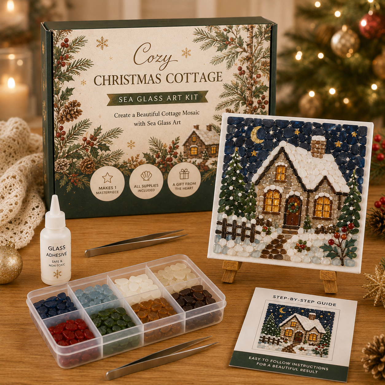 🎅🎄DIY Christmas Sea Glass Art Kit Collection