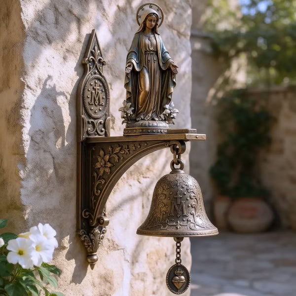 Our Lady of Grace Bronze Miraculous Medal Wall Bell | 🙏🔔 Would This Blessed Virgin Mary Bell Bring Peace to Your Home? ✨