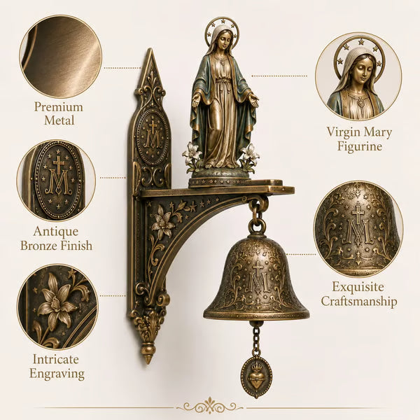 Our Lady of Grace Bronze Miraculous Medal Wall Bell | 🙏🔔 Would This Blessed Virgin Mary Bell Bring Peace to Your Home? ✨