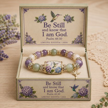 🔥 Last Day 49% OFF – 💜Hummingbird Garden Faith Bracelet 🌸