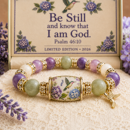 🔥 Last Day 49% OFF – 💜Hummingbird Garden Faith Bracelet 🌸