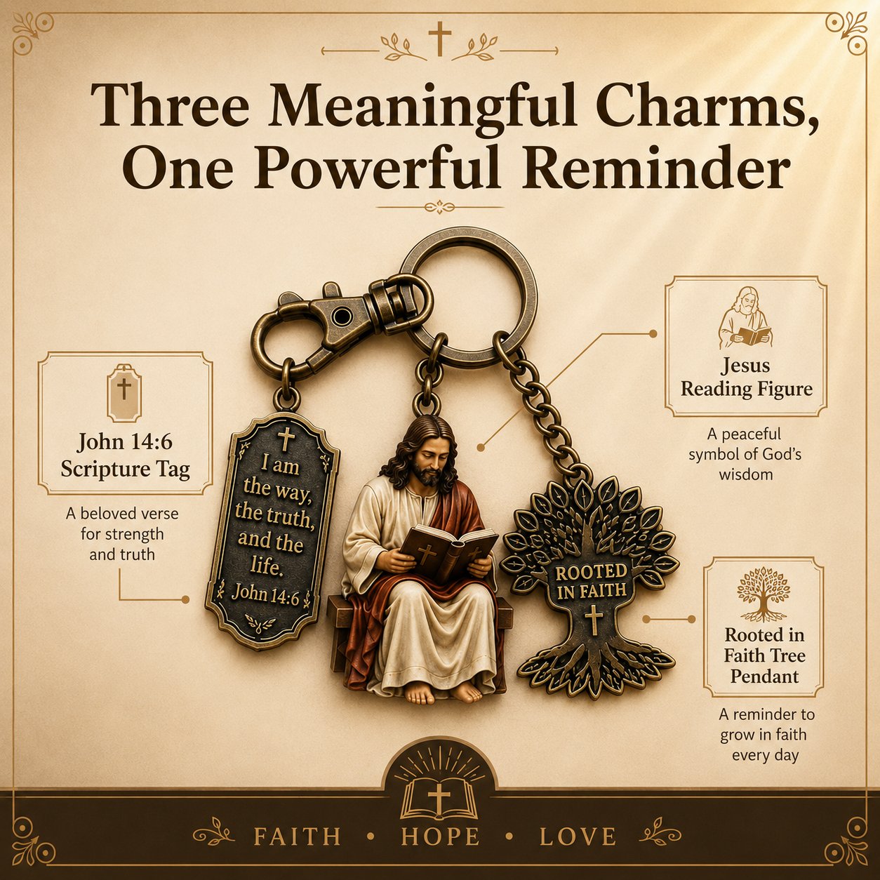 ✝Jesus Reading Keychain