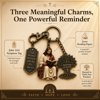 ✝Jesus Reading Keychain