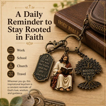 ✝Jesus Reading Keychain