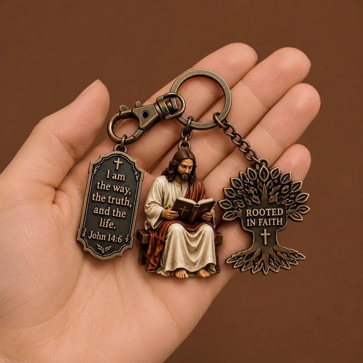 ✝Jesus Reading Keychain