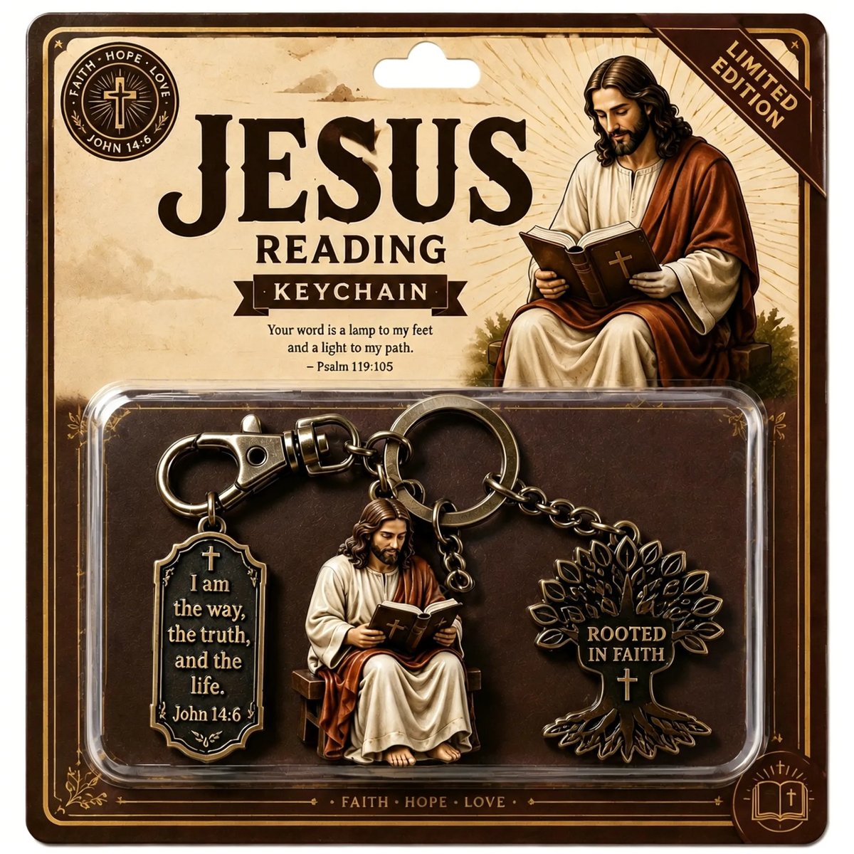 ✝Jesus Reading Keychain