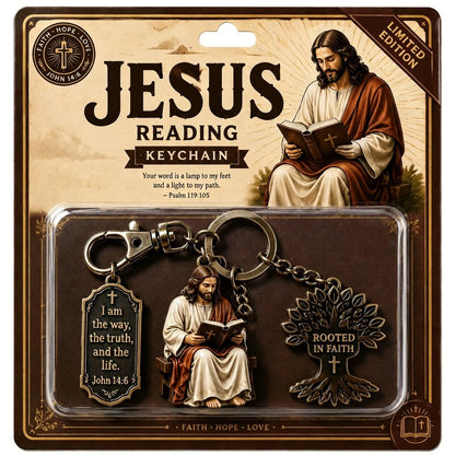 ✝Jesus Reading Keychain