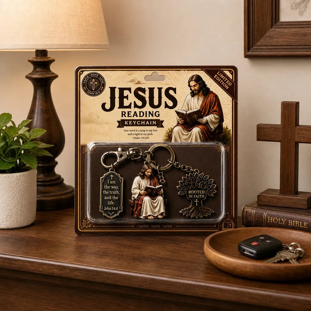 ✝Jesus Reading Keychain
