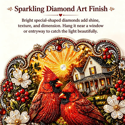 🐦Cardinals & Sunrise Diamond Art Hanging Ornament Kit