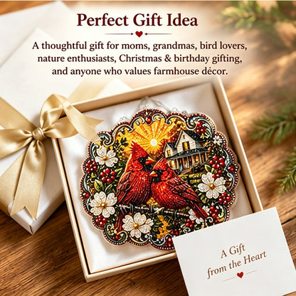 🐦Cardinals & Sunrise Diamond Art Hanging Ornament Kit