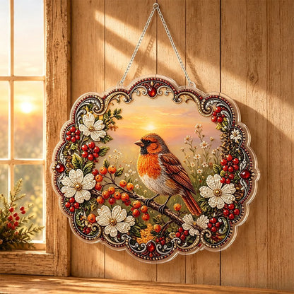🐦Cardinals & Sunrise Diamond Art Hanging Ornament Kit